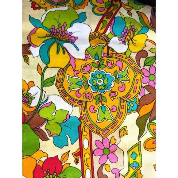 Vintage "Flower Power" 60s/70s Chiffon Sleeve Blouson Midi Dress, Size 8/10 - Picture 6 of 12